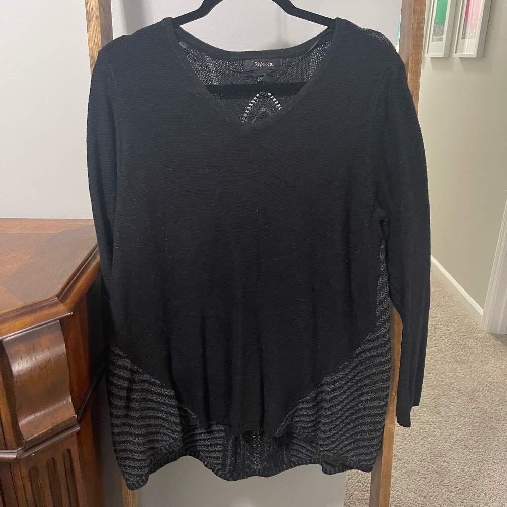 Black and Grey Sweater with Knit Wrapped Design